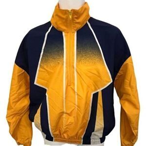 Vintage Brute Gold and Blue Windbreaker Pullover. Pockets. Size Large.